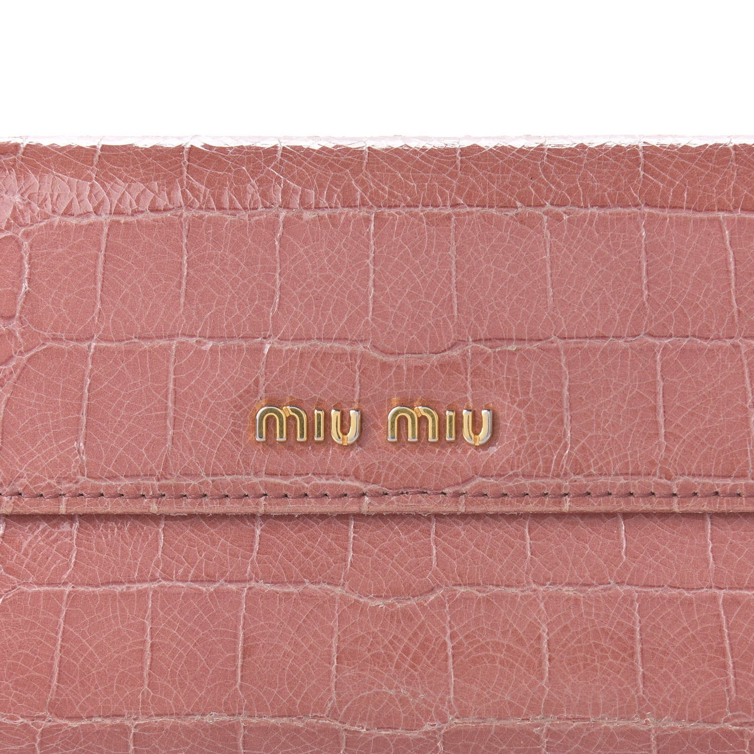 Miu Miu Crocodile Embossed Saint Cocco Lux Continental Flap Wallet Antico 9 of 9