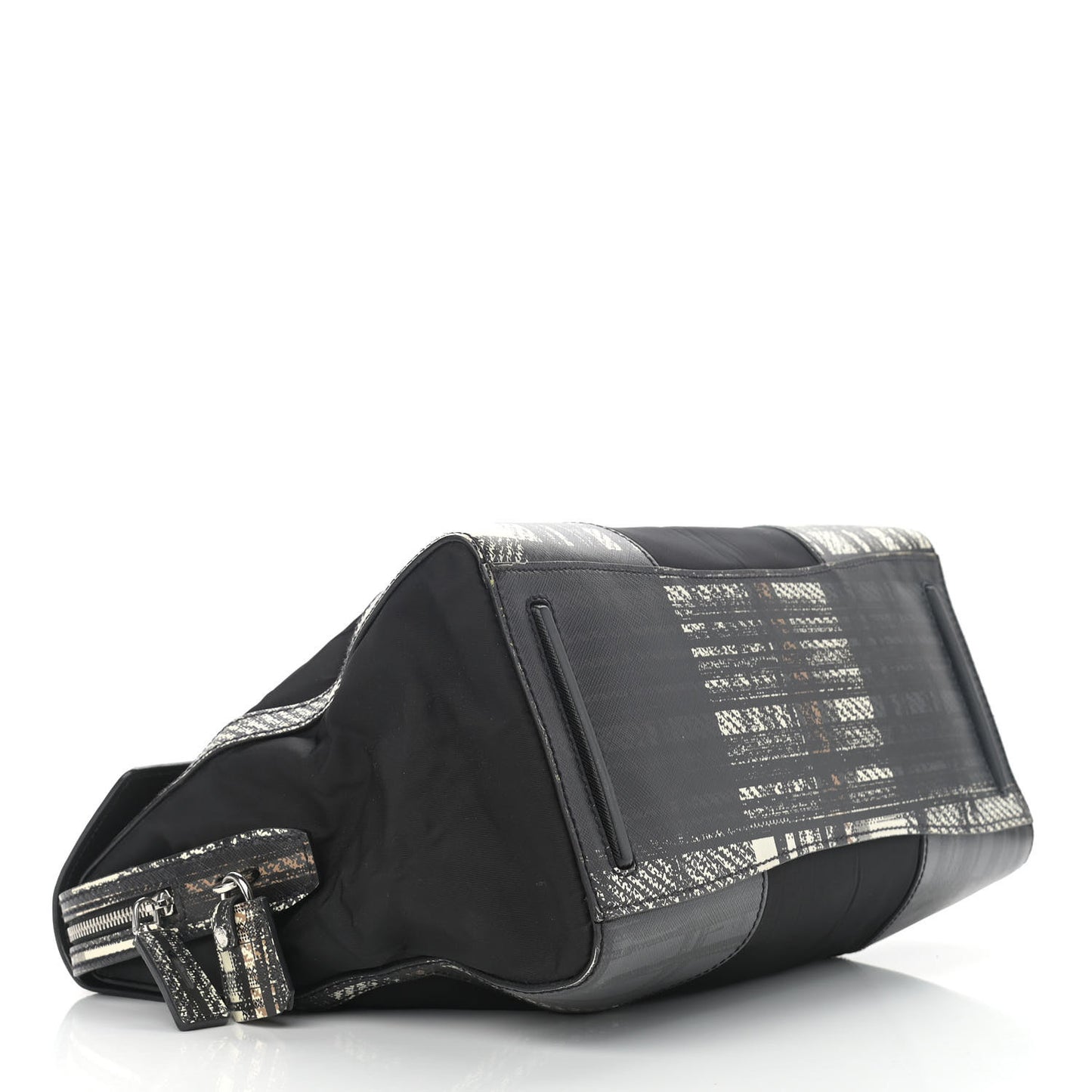 Tessuto Nylon Saffiano Tartan Print Satchel Bianco Dis Tartan