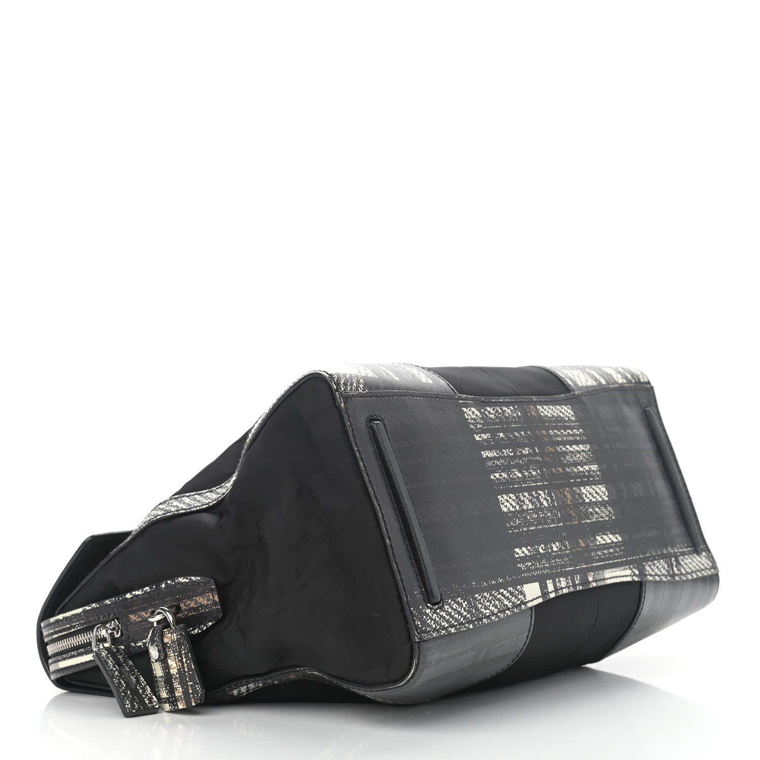 Prada Tessuto Nylon Saffiano Tartan Print Satchel Bianco Dis Tartan 4 of 13