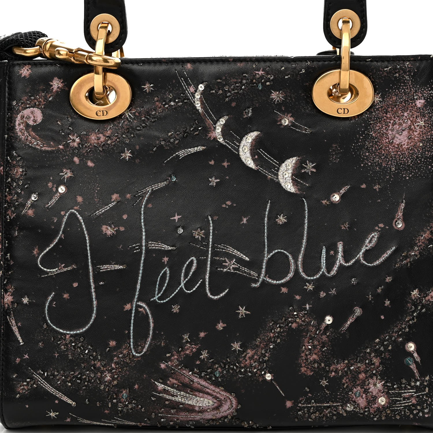 Christian Dior Lambskin Embroidered Medium C'est I Feel Blue Lady Dior Black 10 of 13