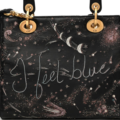 Christian Dior Lambskin Embroidered Medium C'est I Feel Blue Lady Dior Black 10 of 13