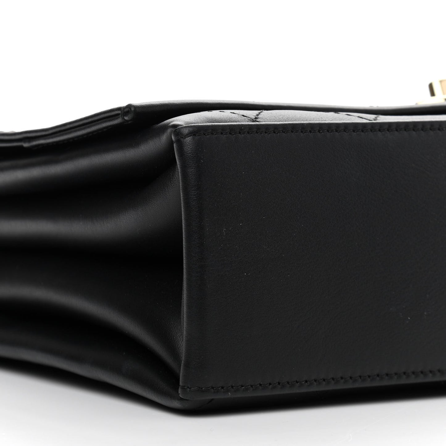 Calfskin Stitched Large Flap Black
