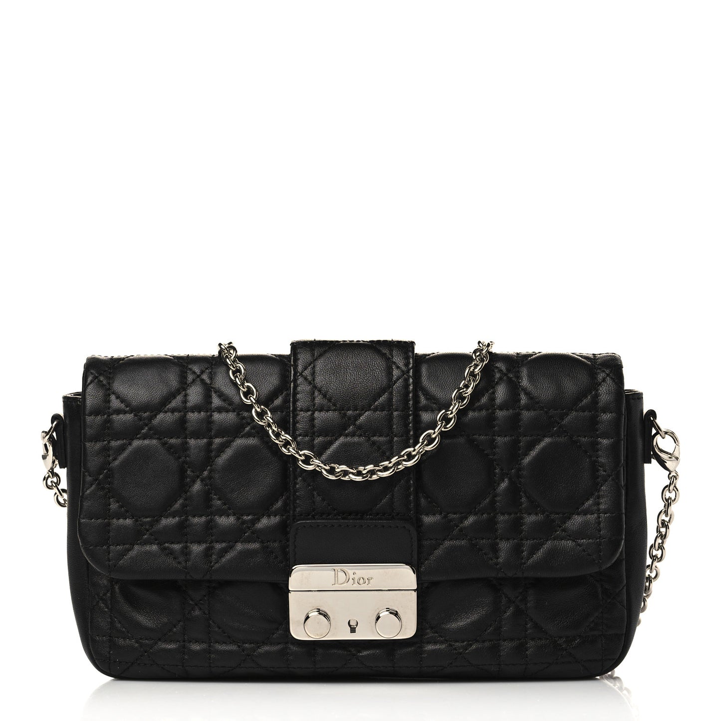 Lambskin Cannage New Lock Pouch Black