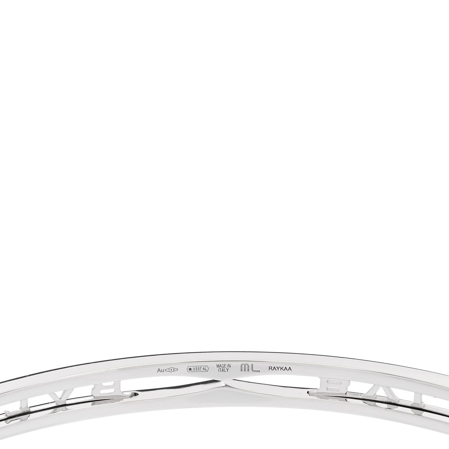 18K White Gold B.Zero1 Bvlgari Logo Bangle Bracelet ML