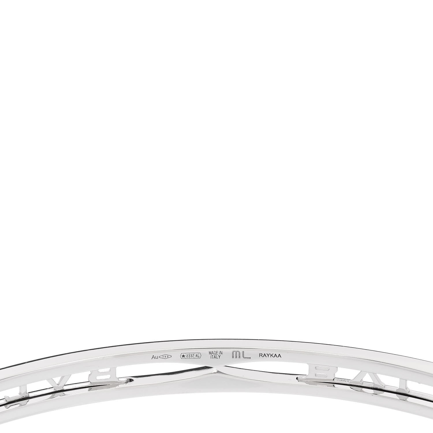 Bulgari 18K White Gold B.Zero1 Bvlgari Logo Bangle Bracelet ML 3 of 4