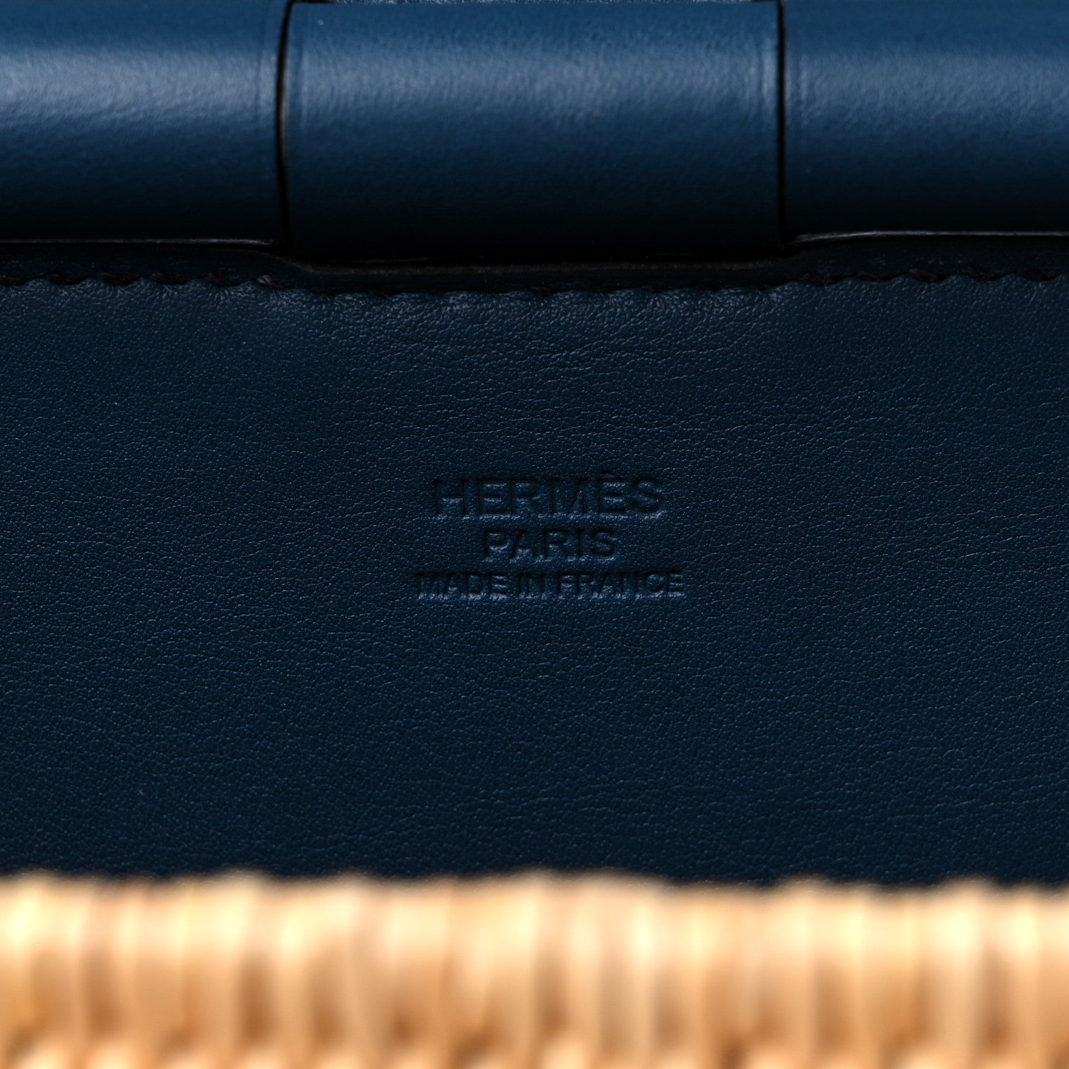 Hermes Swift Wicker Picnic Fishing Bag Bleu de Prusse 6 of 12