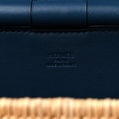 Hermes Swift Wicker Picnic Fishing Bag Bleu de Prusse 6 of 12