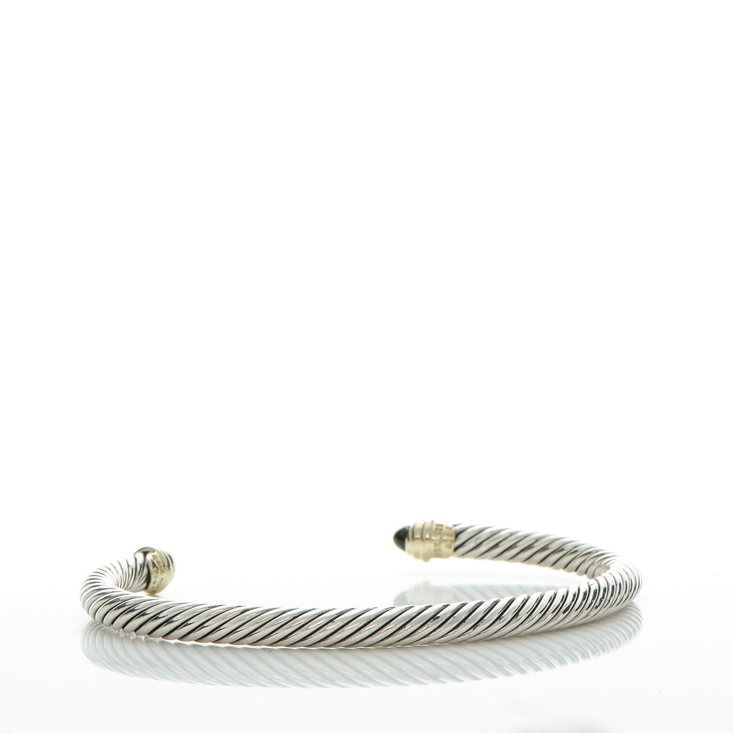 Sterling Silver 14K Yellow Gold Black Onyx 5mm Cable Classics Petite Color Bracelet