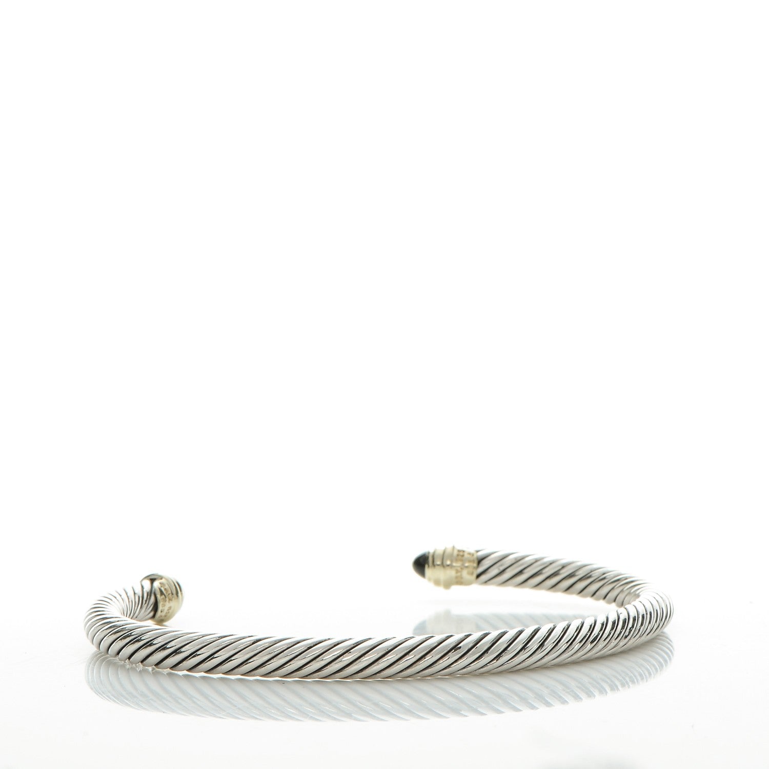 David Yurman Sterling Silver 14K Yellow Gold Black Onyx 5mm Cable Classics Petite Color Bracelet 3 of 4
