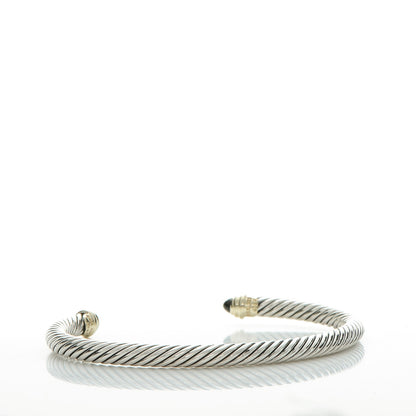 David Yurman Sterling Silver 14K Yellow Gold Black Onyx 5mm Cable Classics Petite Color Bracelet 3 of 4