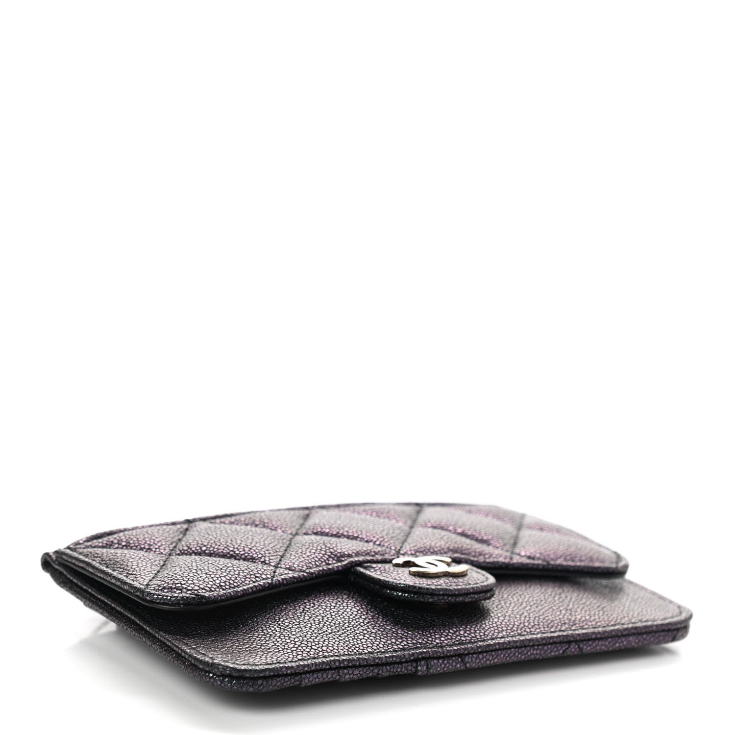 Chanel Iridescent Caviar Quilted Flap Zip Card Holder Black 3 of 7