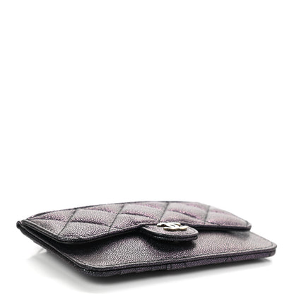 Chanel Iridescent Caviar Quilted Flap Zip Card Holder Black 3 of 7
