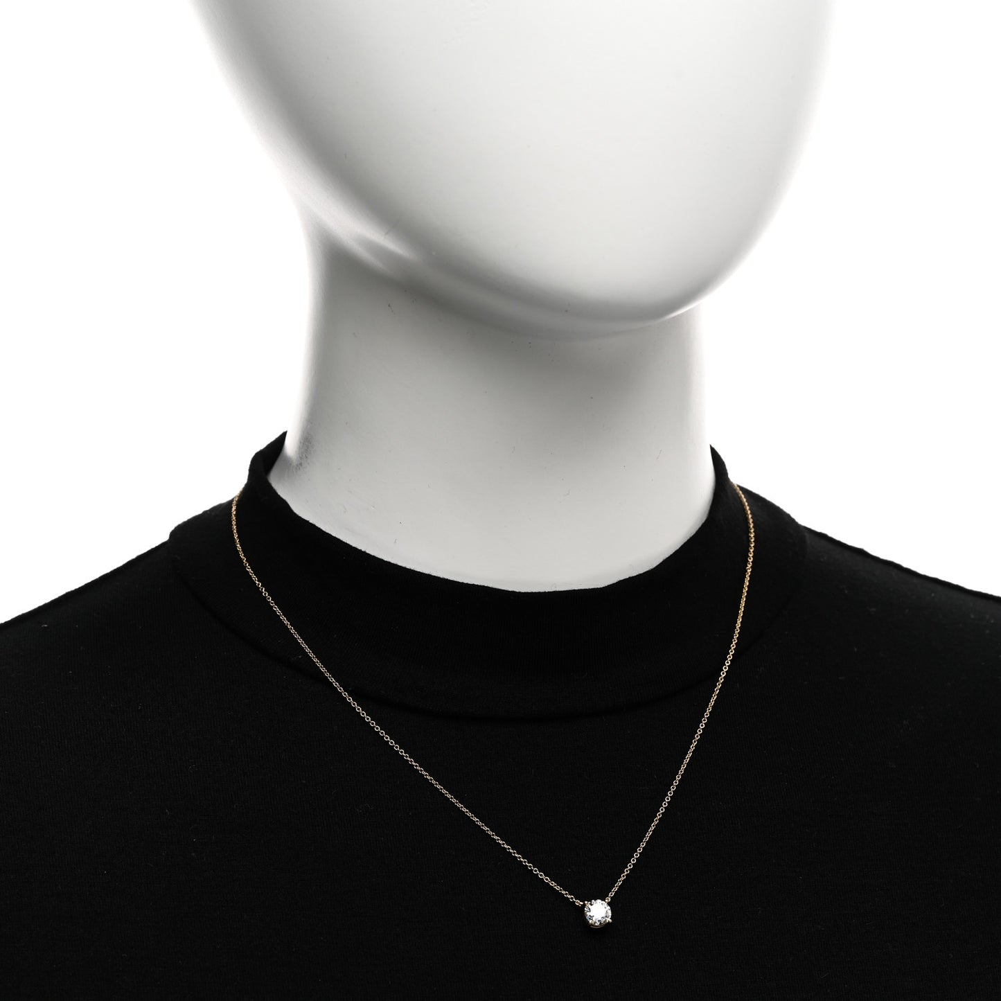 18K Yellow Gold Diamond .78ct Solitaire Pendant Necklace