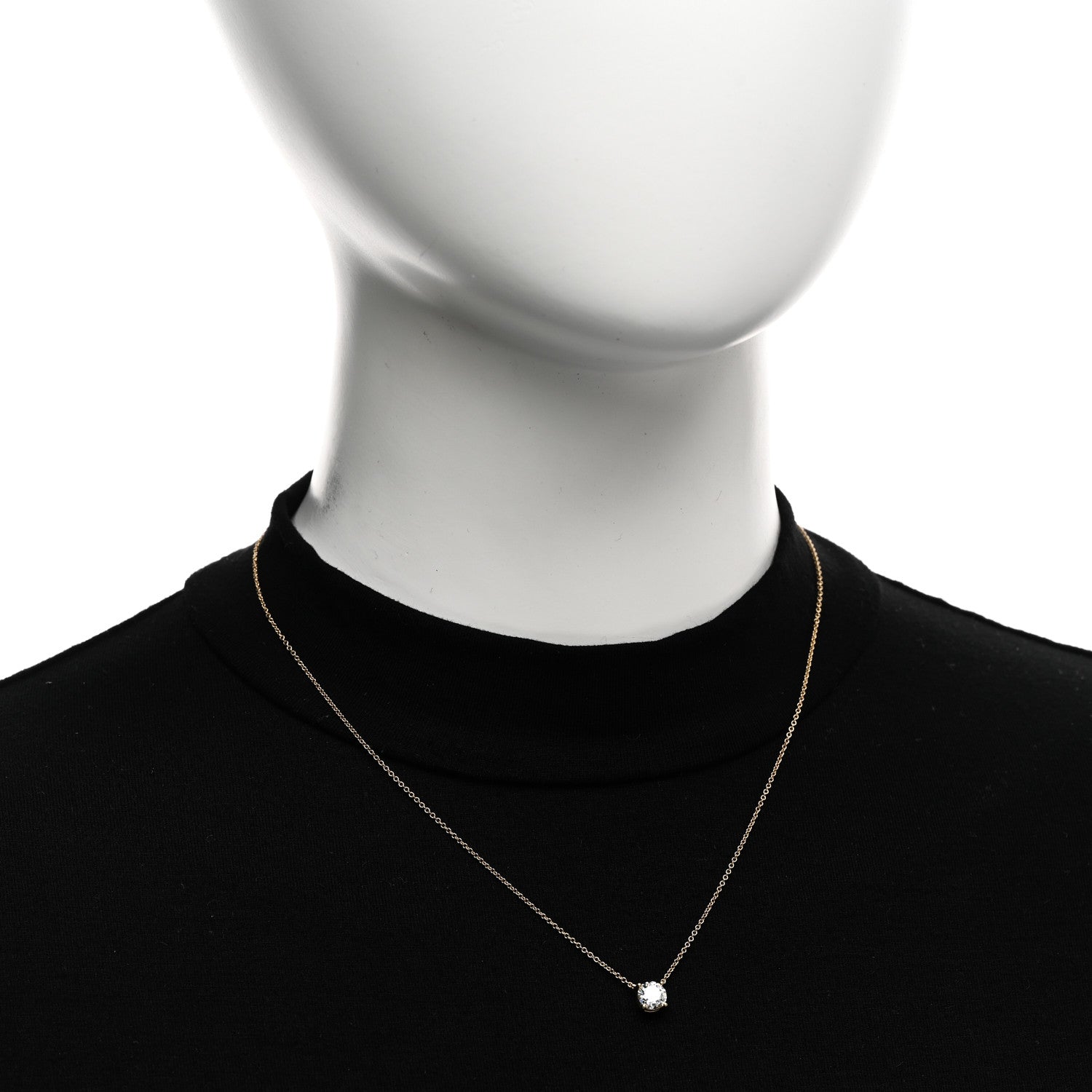 Tiffany 18K Yellow Gold Diamond .78ct Solitaire Pendant Necklace 2 of 5