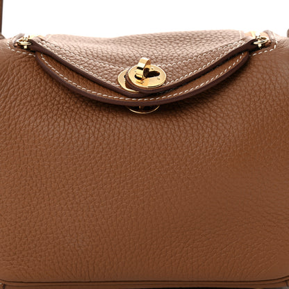 Hermes Taurillon Clemence Mini Lindy 20 Gold 8 of 11