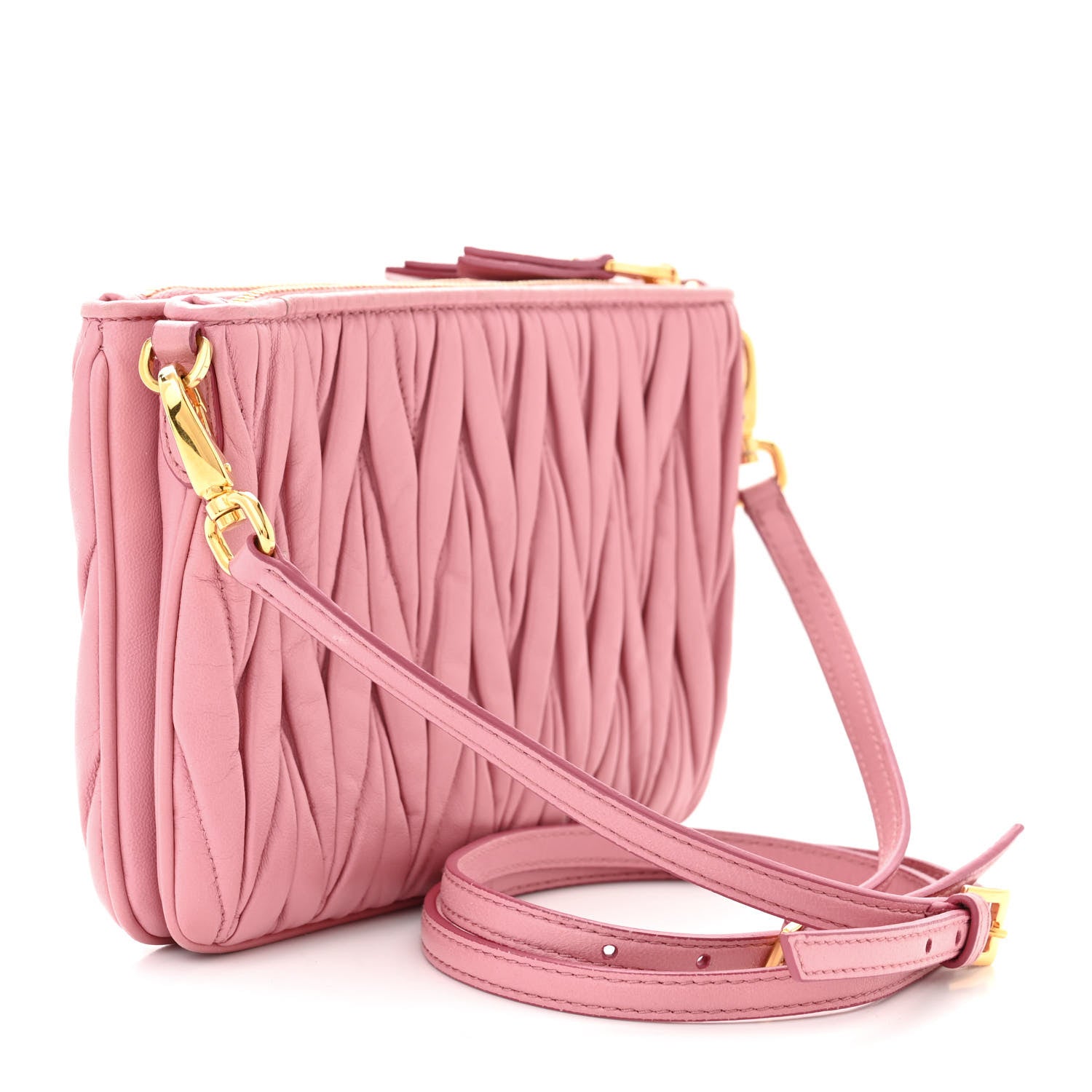 Miu Miu Nappa Matelasse Double Zip Shoulder Bag Orchid Pink 3 of 13