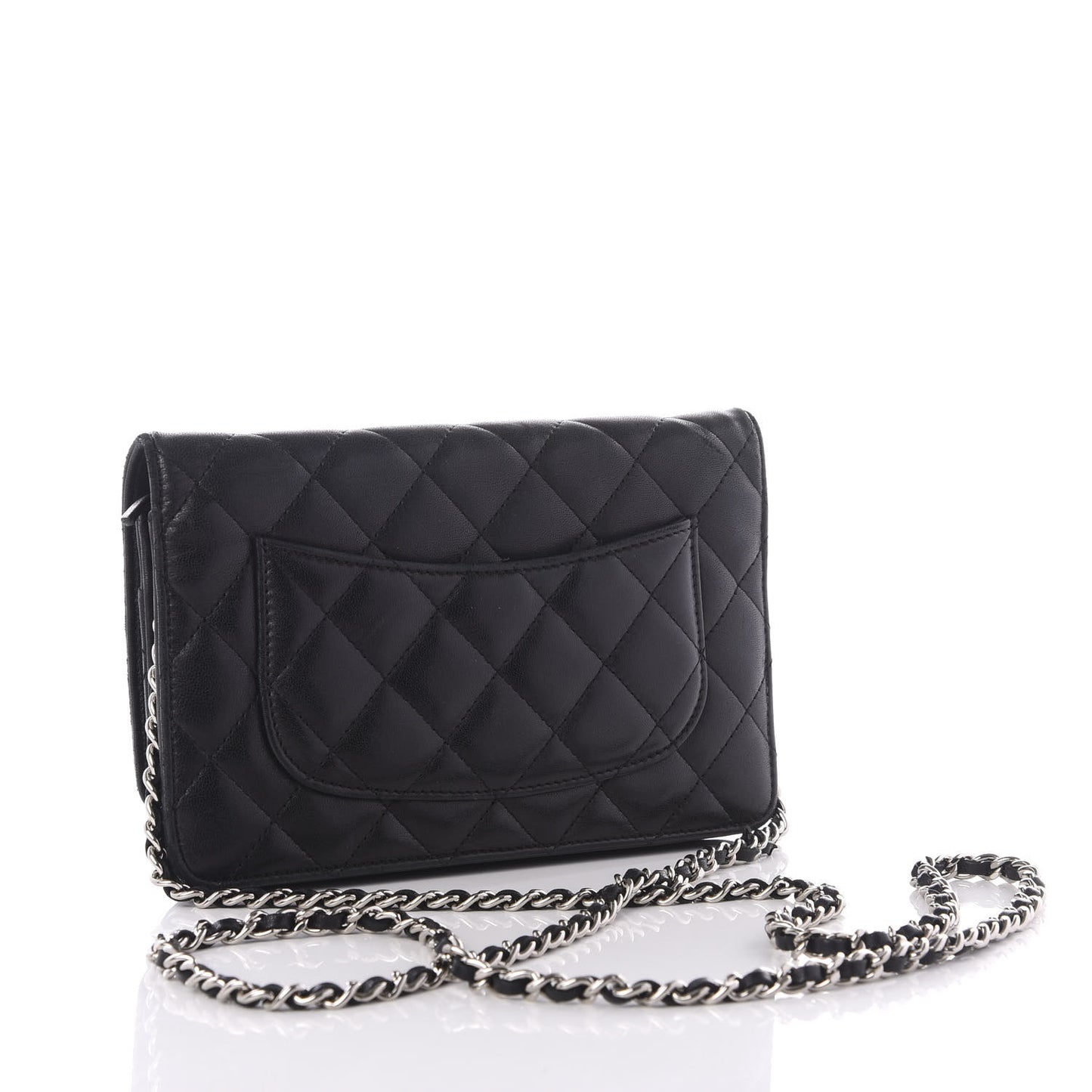 Lambskin Quilted Wallet On Chain WOC Black