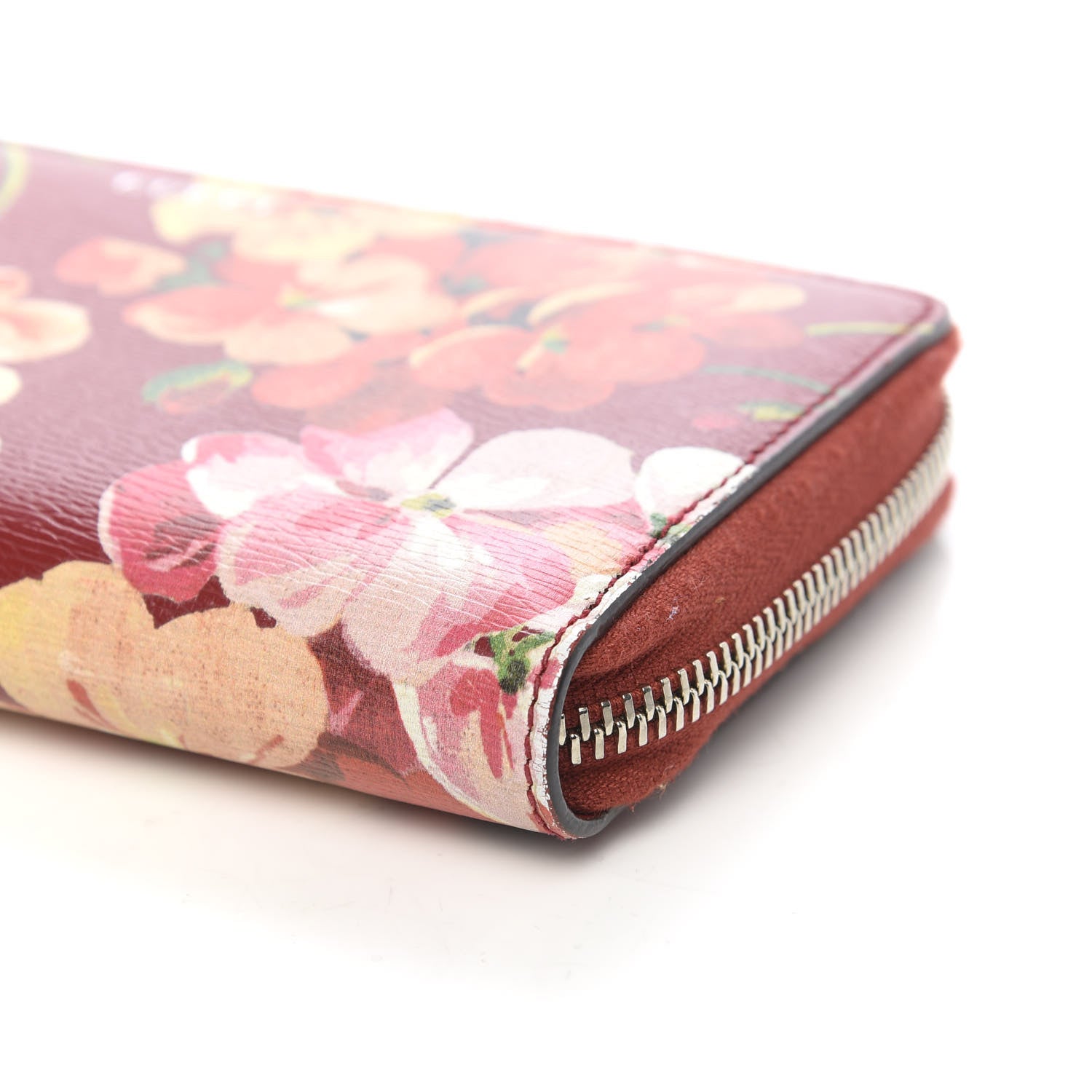 Gucci Shangai Calfskin Blooms Print Zip Around Wrist Wallet Romantic Cerise Multicolor 9 of 9