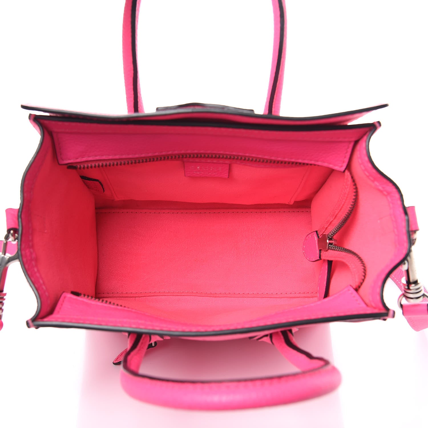 Celine Drummed Calfskin Nano Luggage Fluo Pink 5 of 10