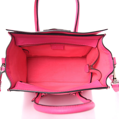 Celine Drummed Calfskin Nano Luggage Fluo Pink 5 of 10