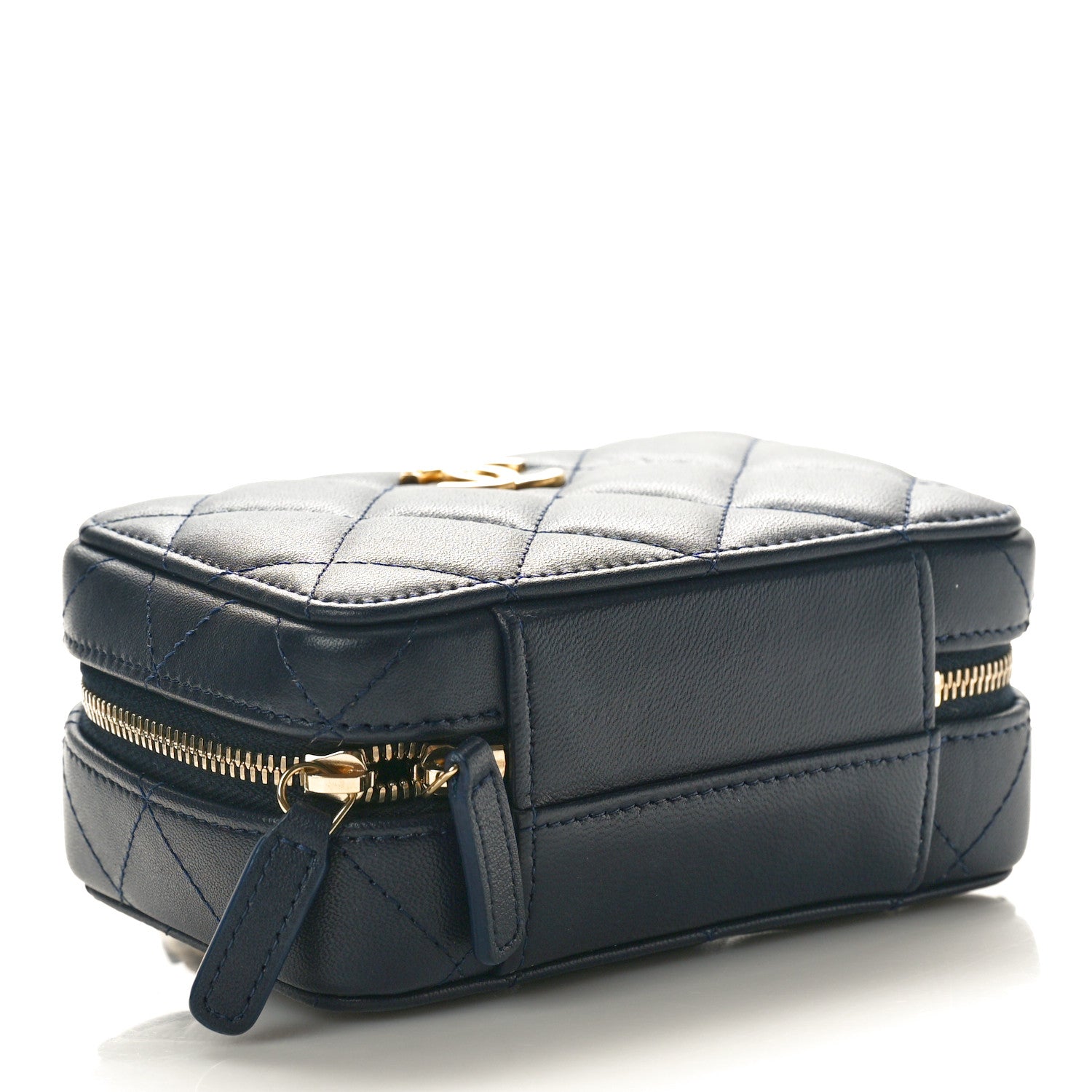 Chanel Lambskin Quilted Chain Top Handle Vanity Case Blue 4 of 10