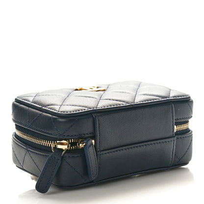 Chanel Lambskin Quilted Chain Top Handle Vanity Case Blue 4 of 10