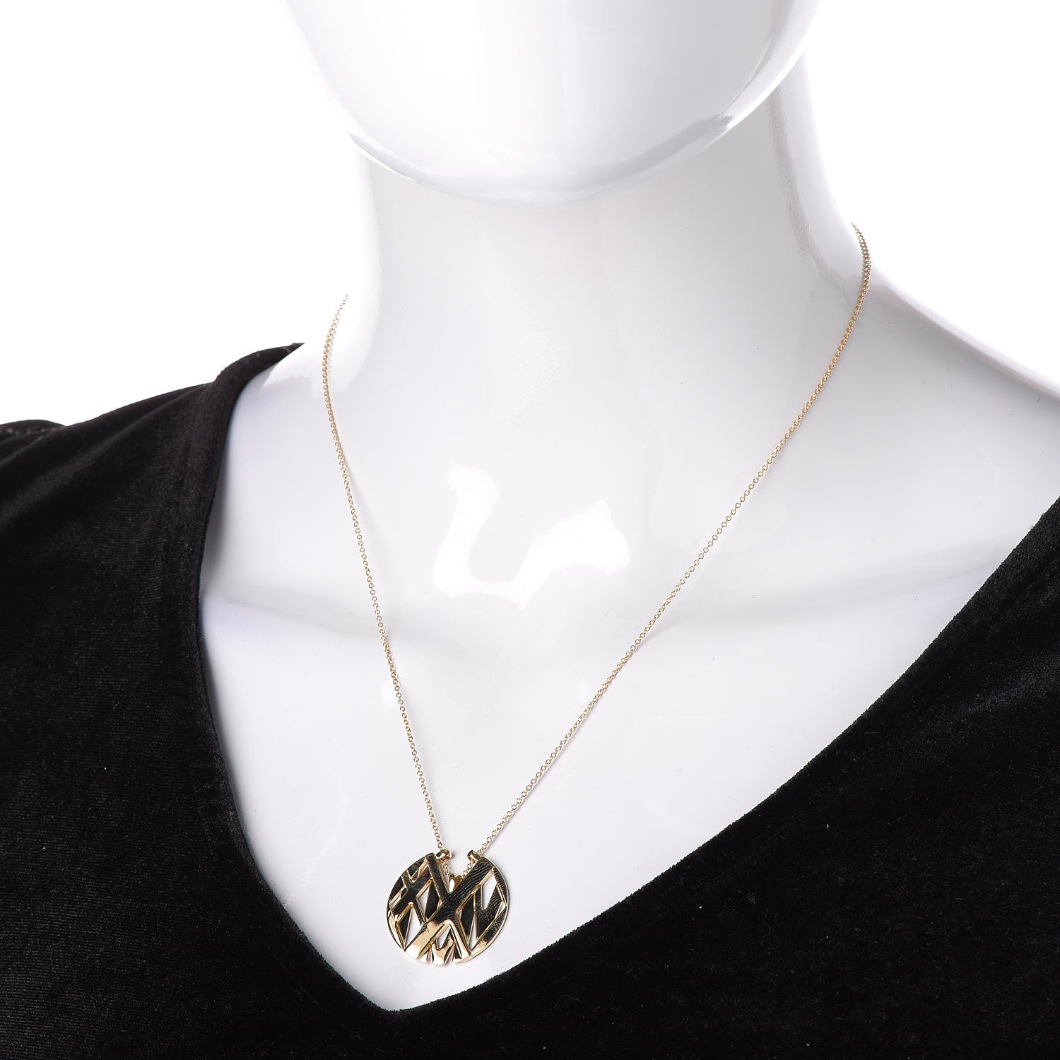 Tiffany 18K Yellow Gold Small Atlas Round Medallion Pendant Necklace 2 of 6