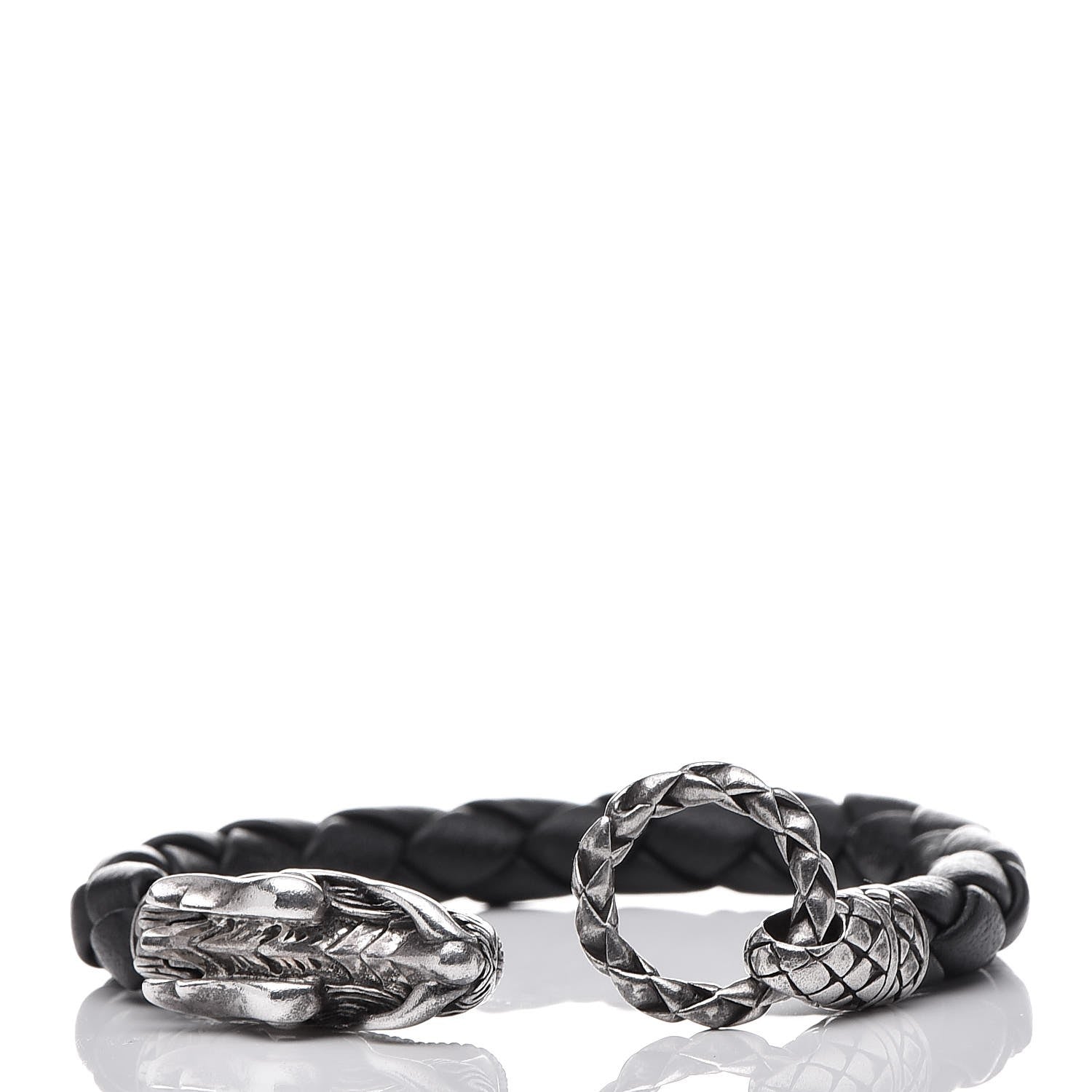 John Hardy Sterling Silver Leather Naga Dragon Legend Bracelet Black 6 of 6