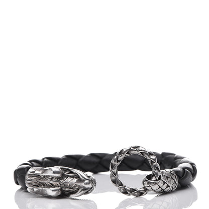John Hardy Sterling Silver Leather Naga Dragon Legend Bracelet Black 6 of 6