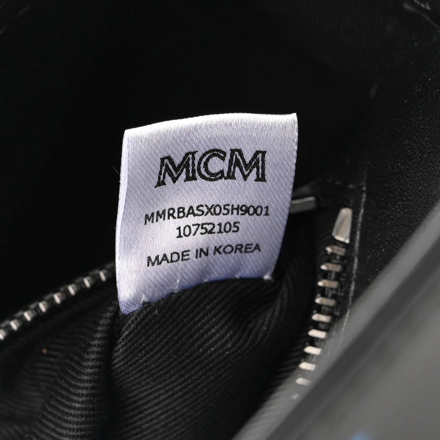 MCM Calfskin Color Splash Logo Crossbody Small Black Blue 7 of 12