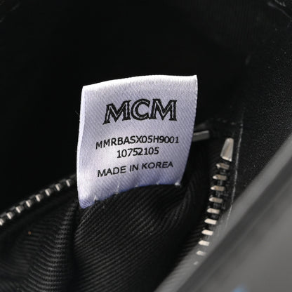 MCM Calfskin Color Splash Logo Crossbody Small Black Blue 7 of 12