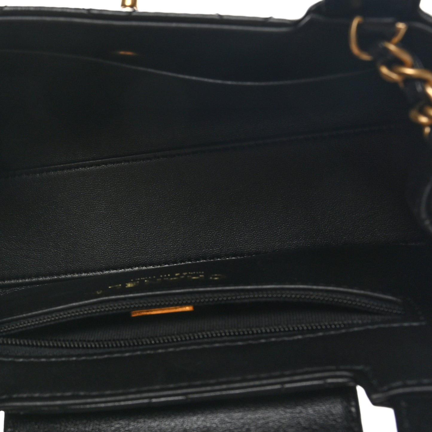 Shiny Aged Calfskin Quilted Nano Kelly Shopper Black