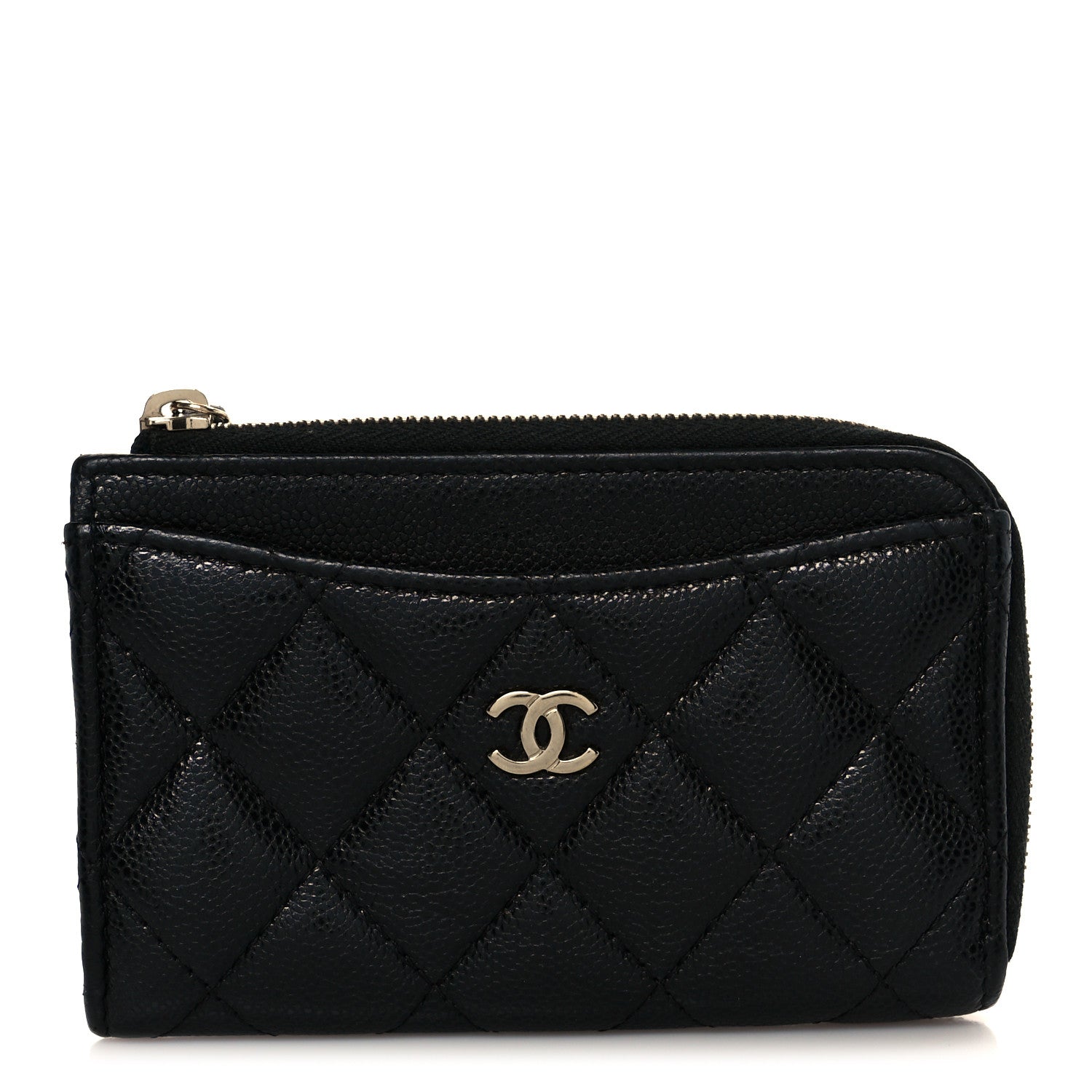 Chanel Caviar Quilted CC Zip Around Card Holder Black 1 of 8