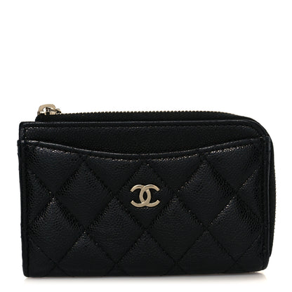 Chanel Caviar Quilted CC Zip Around Card Holder Black 1 of 8
