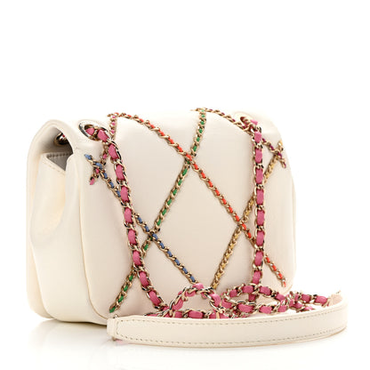 Chanel Lambskin Small Entwined Chain Flap White Multicolor 3 of 12