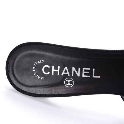 Chanel Metal Silk Grosgrain Camellia Mules 39 Black 7 of 10