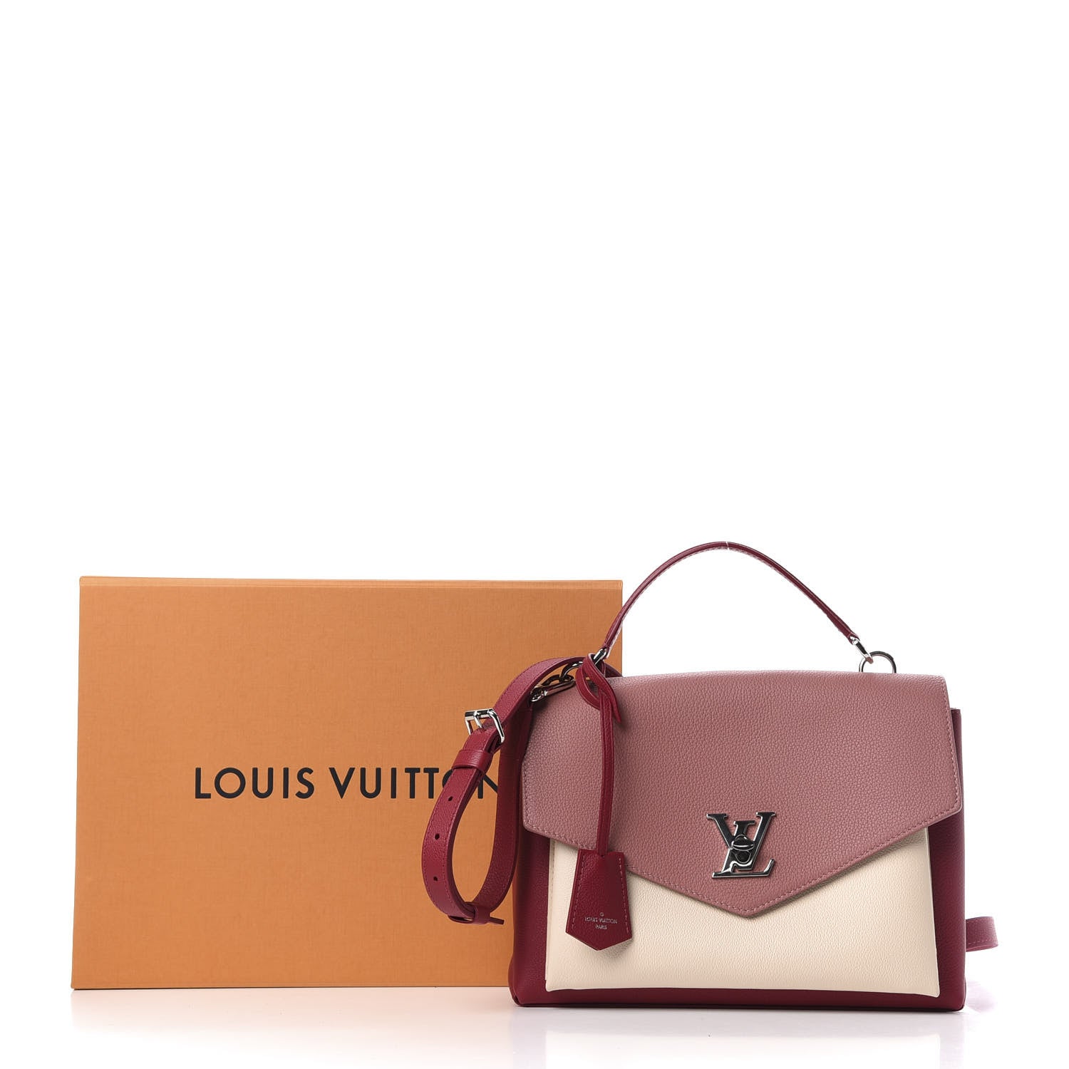Louis Vuitton Soft Calfskin My Lockme Top Handle Rose Boudoir Lie de Vin Creme 10 of 10