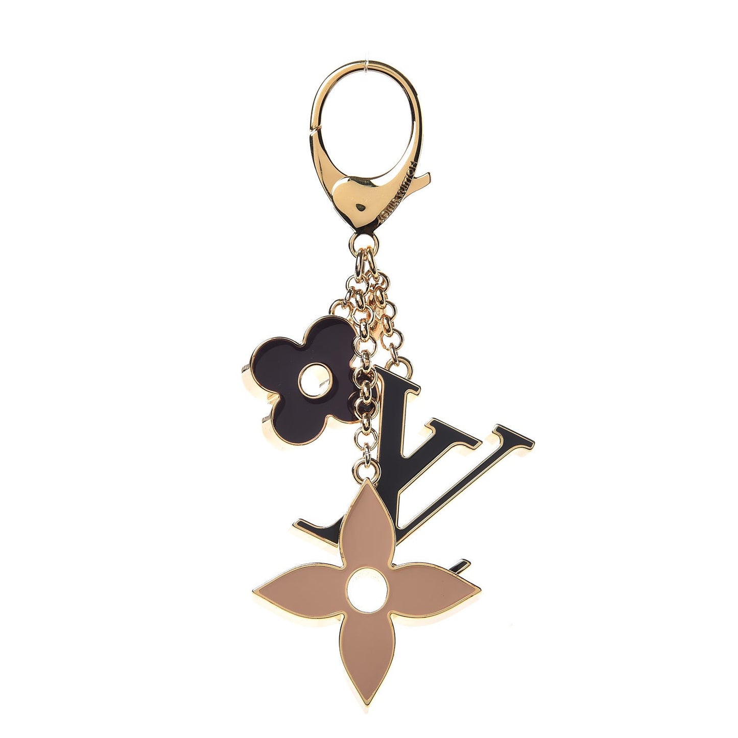 Fleur De Monogram Bag Charm Dore