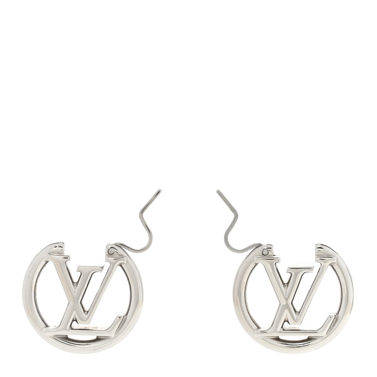 Louis Vuitton Palladium Small Louise Hoop Earrings Silver 3 of 5