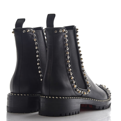 Christian Louboutin Calfskin Studded Chasse A Clou Flat Chelsea Boots 38 Black 4 of 8
