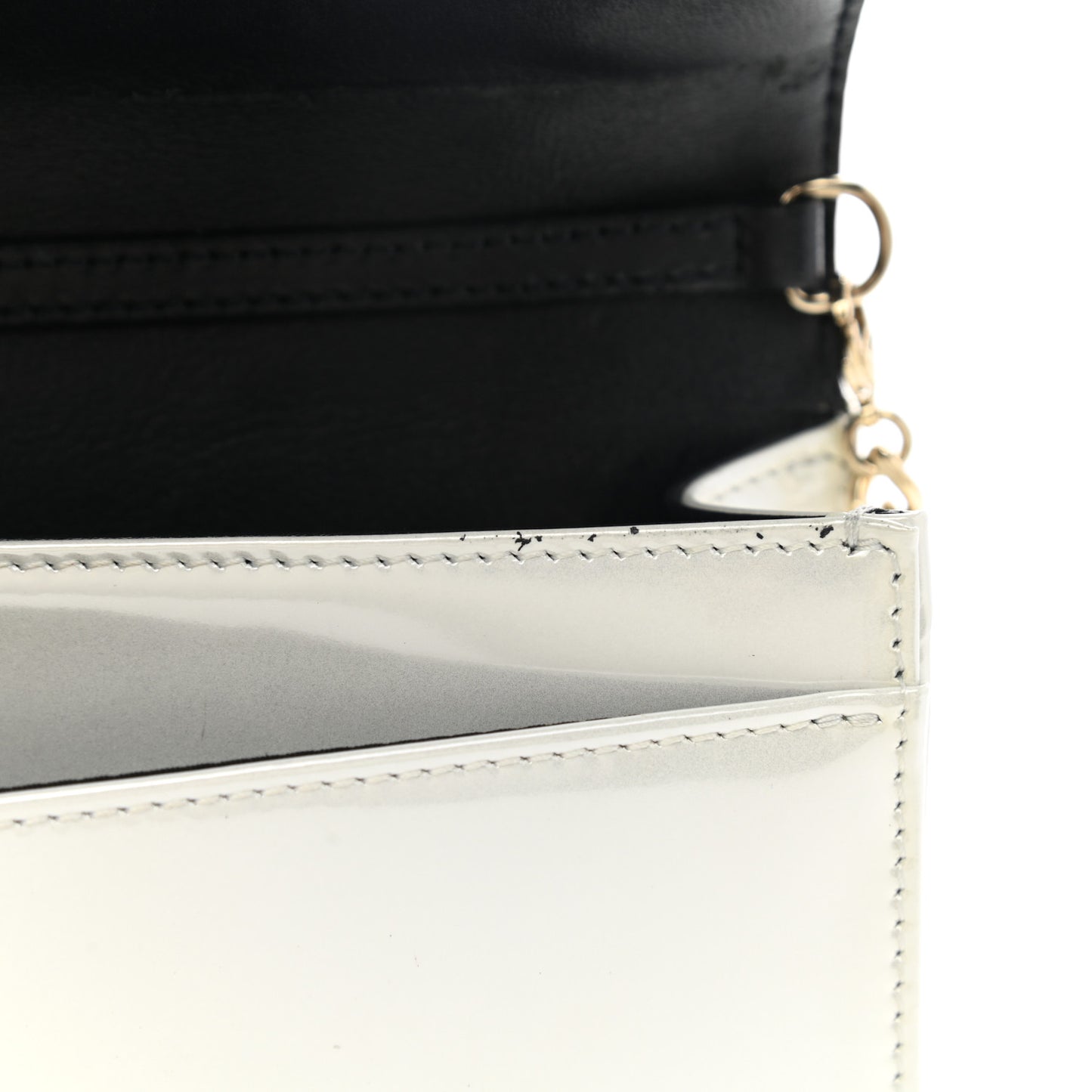 Patent Micro-Cannage Diorama Wallet on Chain Pouch White