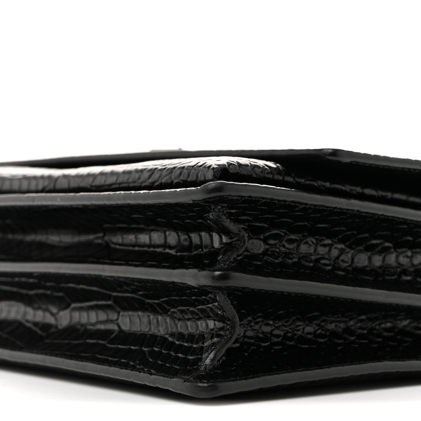 Calfskin Crocodile Embossed Medium Monochrome Monogram Sunset Black