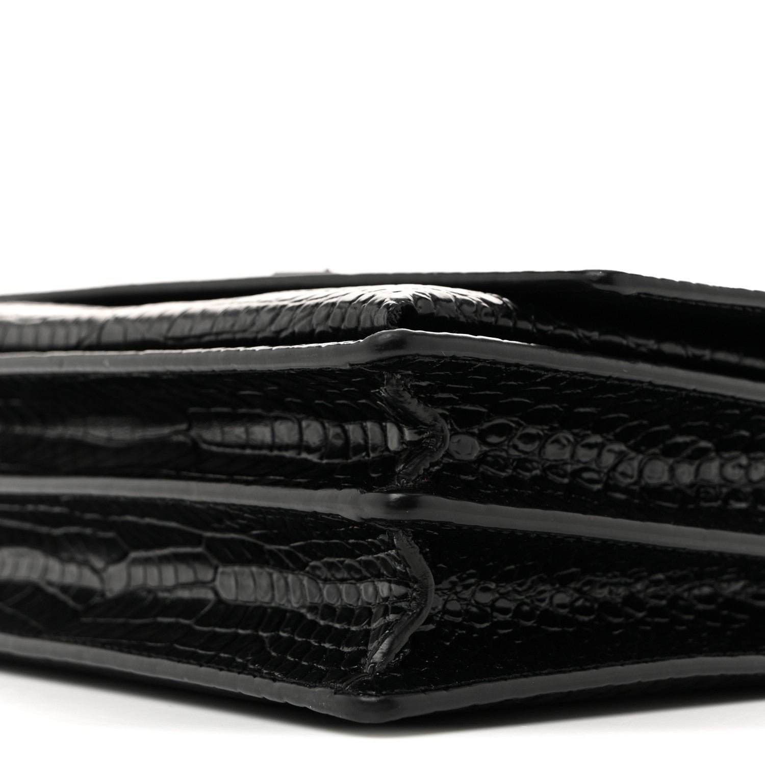 Saint Laurent Calfskin Crocodile Embossed Medium Monochrome Monogram Sunset Black 10 of 12