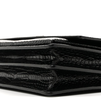 Saint Laurent Calfskin Crocodile Embossed Medium Monochrome Monogram Sunset Black 10 of 12