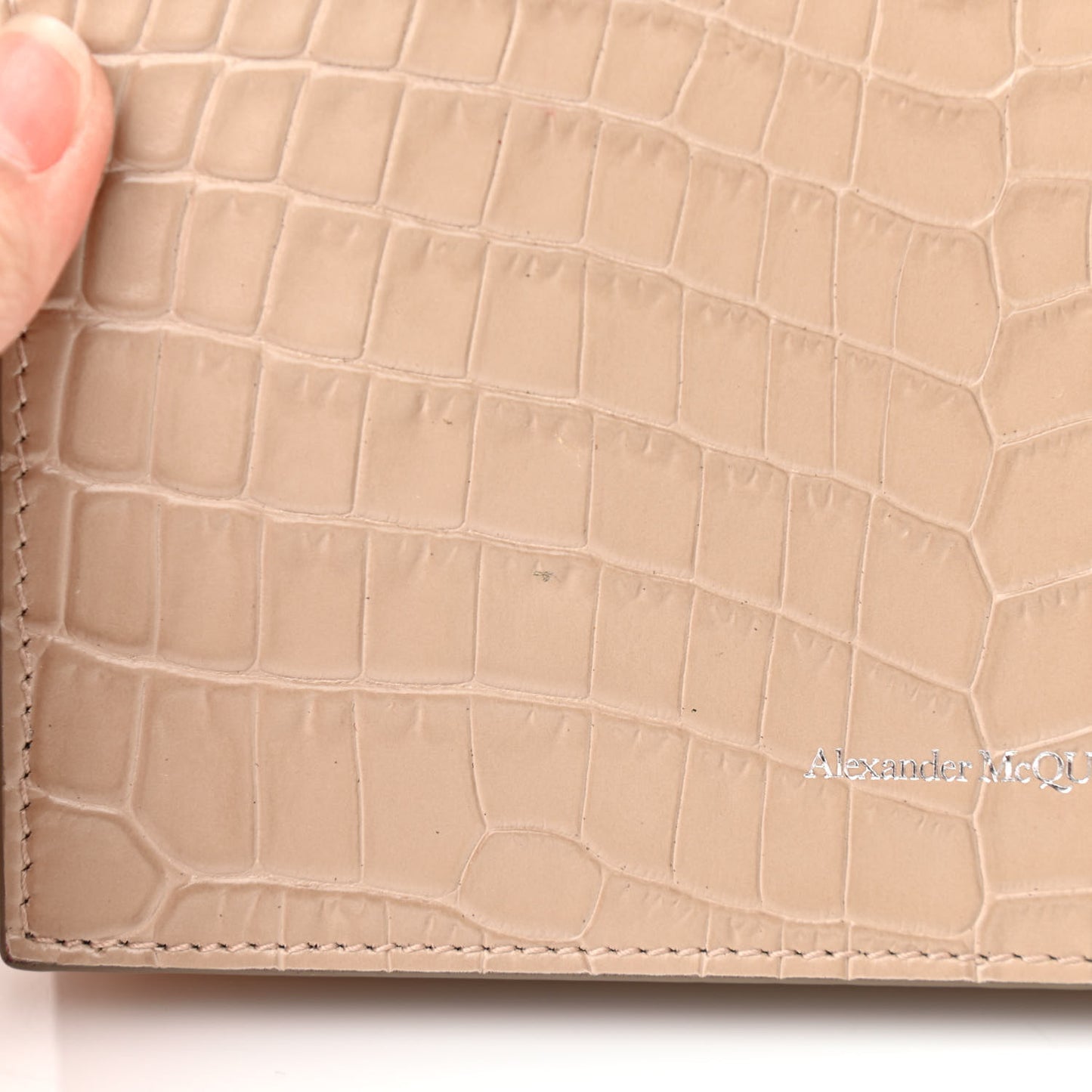 Calfskin Crocodile Embossed Skull Mini Crossbody Bag Beige
