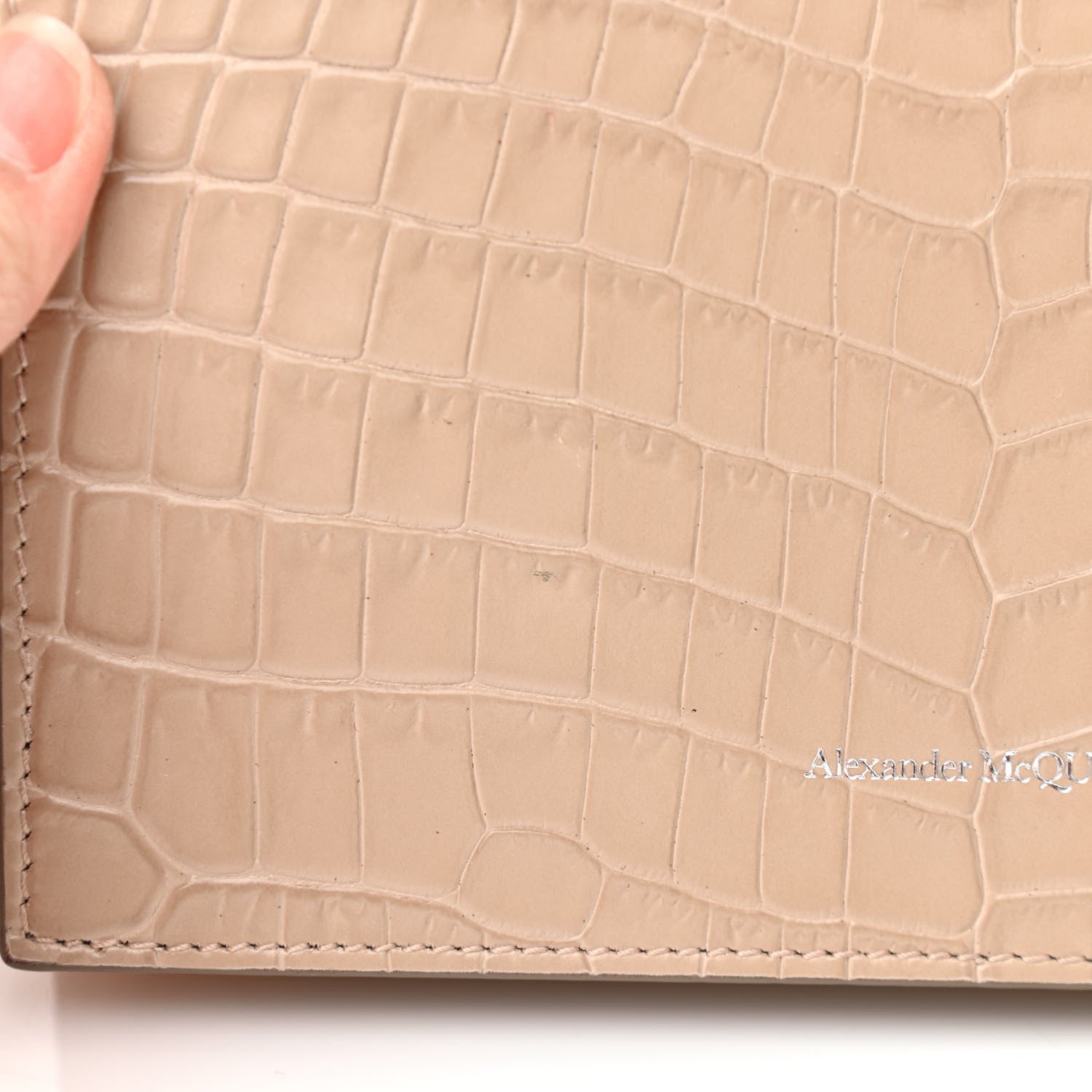 Alexander McQueen Calfskin Crocodile Embossed Skull Mini Crossbody Bag Beige 10 of 15