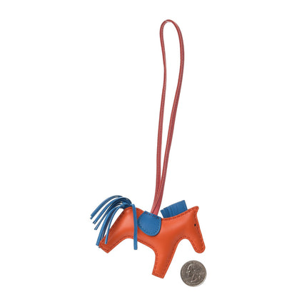 Hermes Milo Lambskin Grigri Rodeo Horse Bag Charm PM Orange Poppy Bleu Zanzibar Rose Azalee 2 of 4