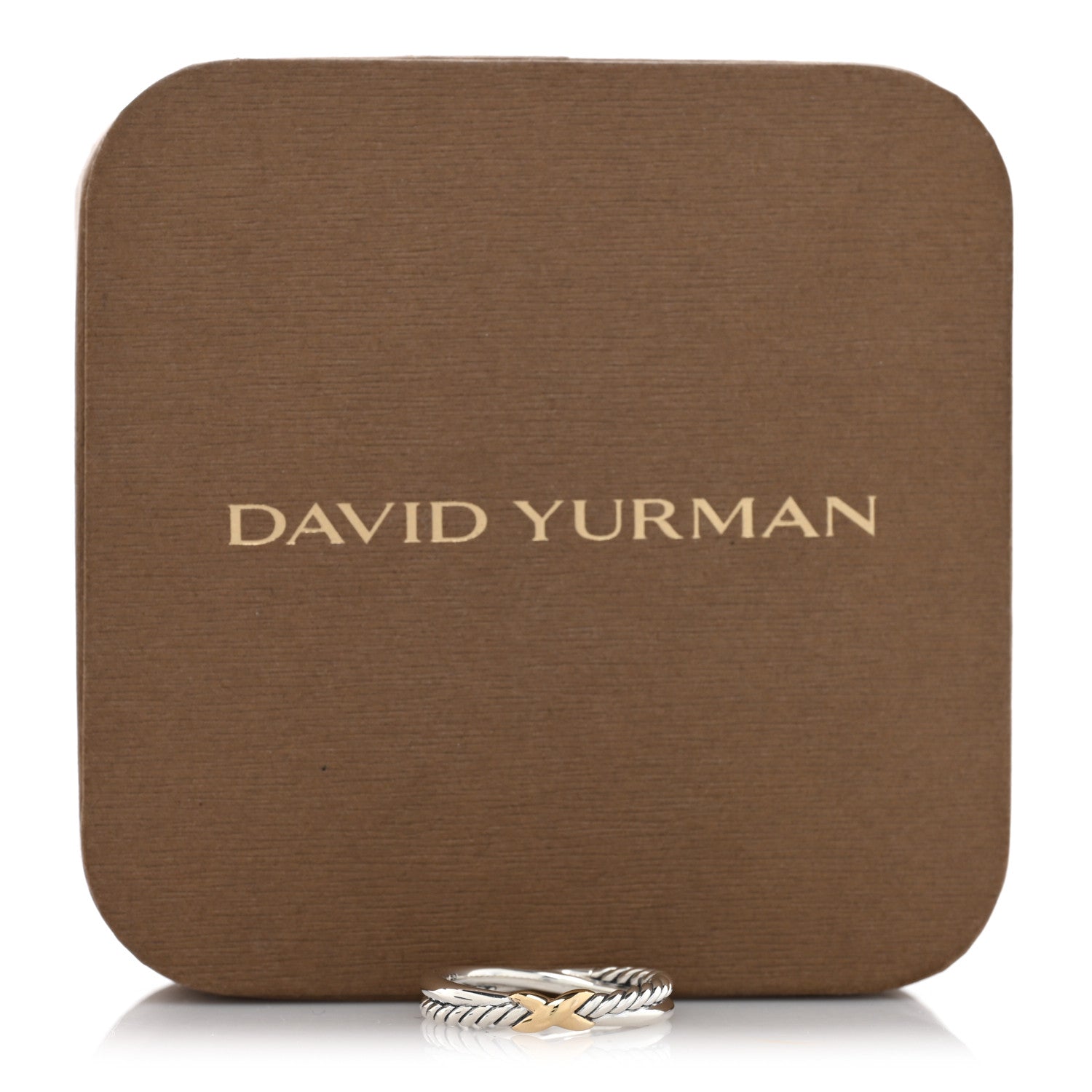 David Yurman Sterling Silver 18K Yellow Gold Petite X Crossover Ring 57 8 5 of 5