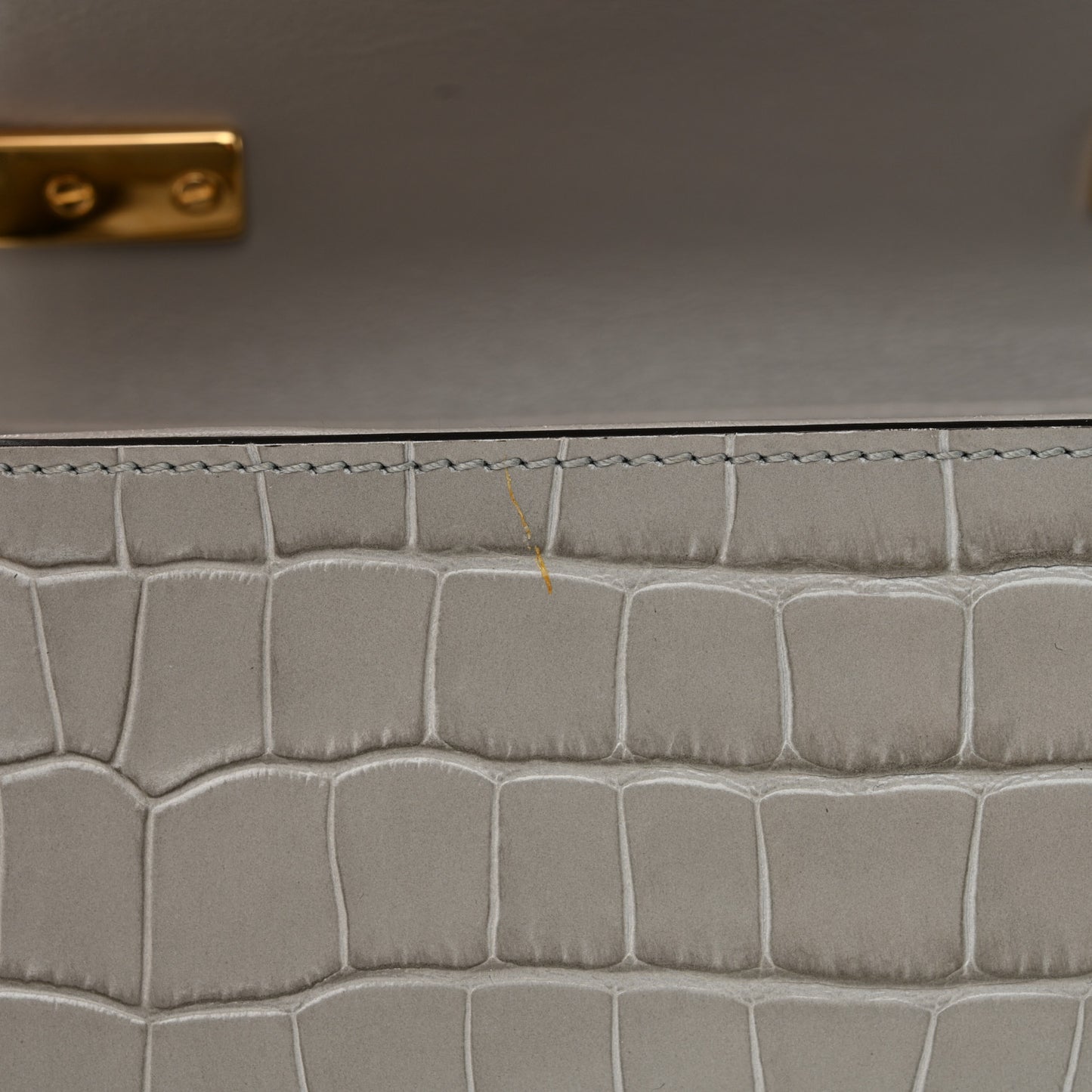 Calfskin Crocodile Embossed Mini C Double Carry Stormy Grey