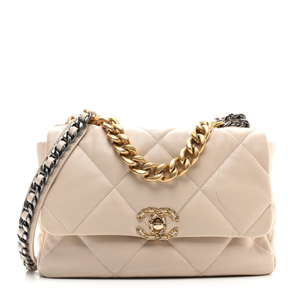 Chanel Goatskin Quilted Large Chanel 19 Flap Beige 1 of 10